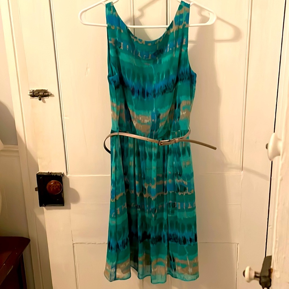 Blue Chiffon Midi Dress